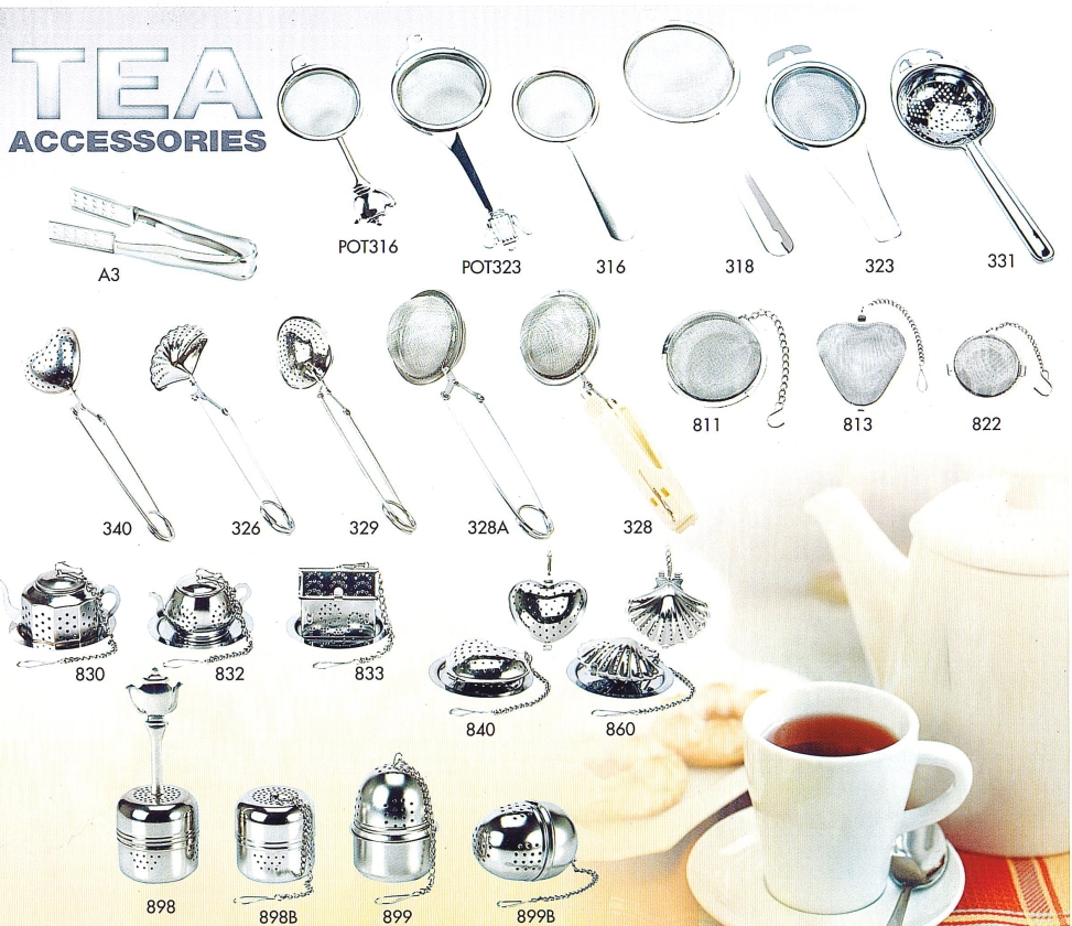 Stainless Steel Tea Ball, Teaspoon, and Tea Strainer