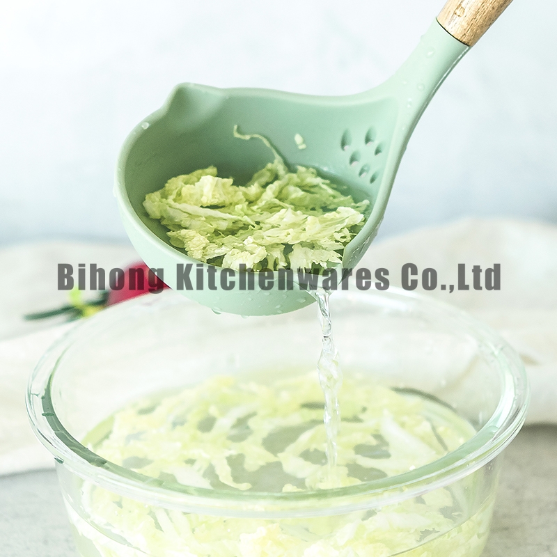 Silicone Soup Ladle with Teak Handle
