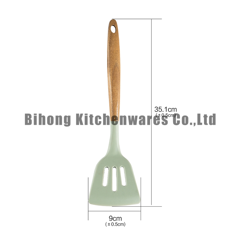 Slotted Turner with Silicone Head and Teak Handle