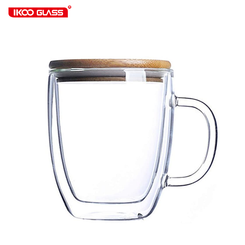 Glass cup with bamboo lid