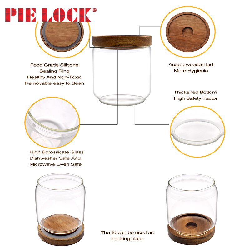 Glass Food Storage Jars with Acacia Wood Lids