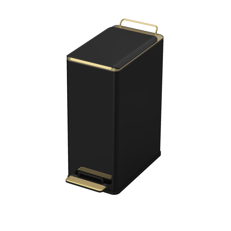 7L/10L Metal Rectangular Slim Soft-Closing Foot-Operated Trash Can
