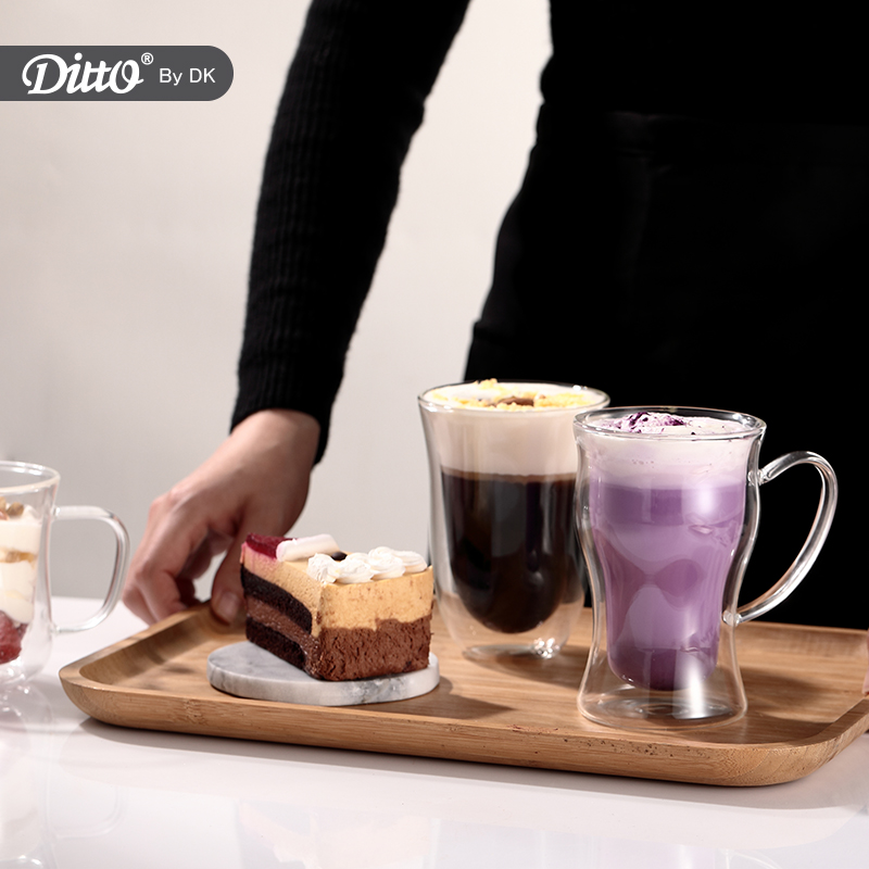 Wholesale Customized Double Wall Tea Glass Cup Coffee Mug with Handle