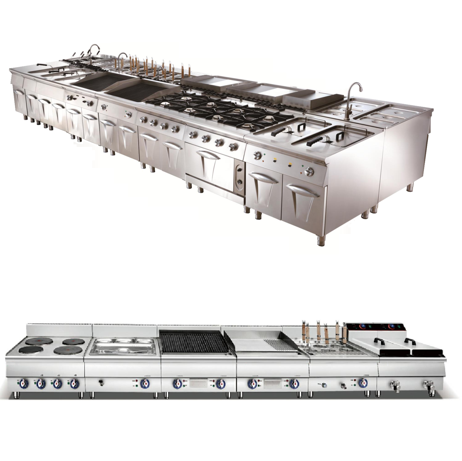 Commercial Gas Combination Oven with Fryer, Range, Griddle, and Work Table