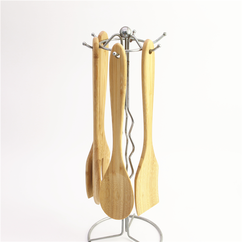 Bamboo wooden kitchen cooking utensils serving slotted spatula scraper spoon