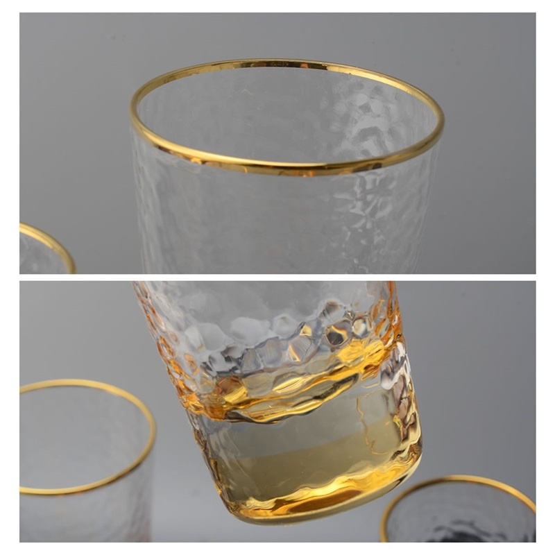Gold Rimmed Glass Tumbler Set for Drinks