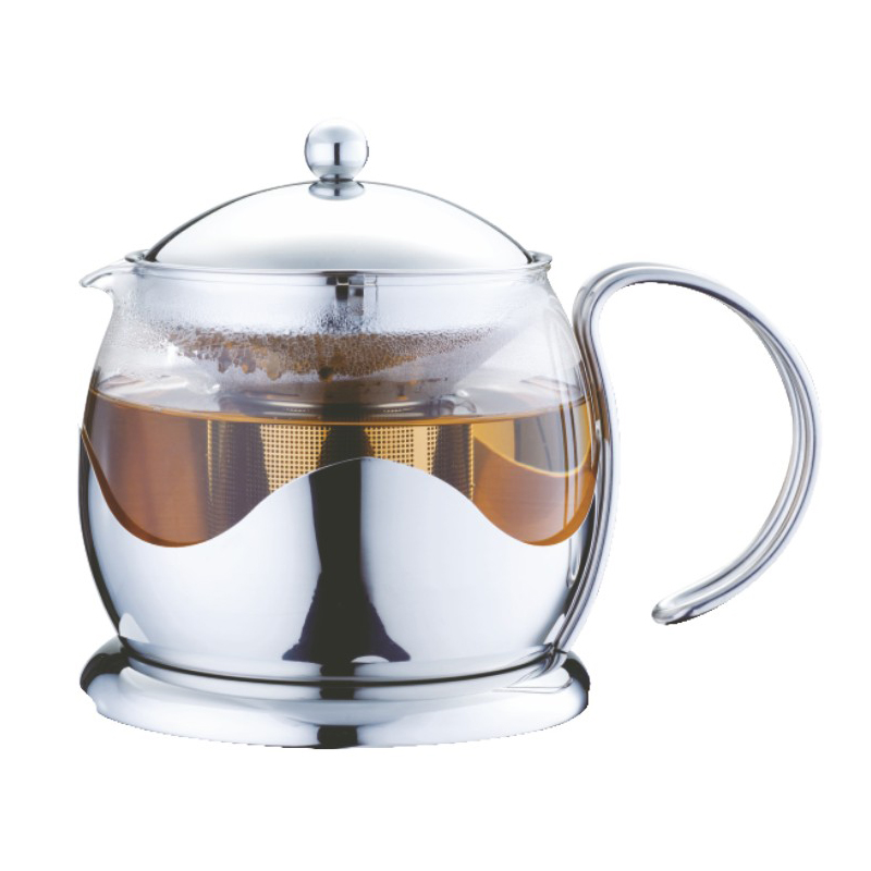 Stainless Steel and Borosilicate Glass Teapot with Removable Infuser