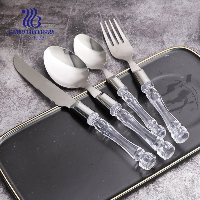 24-Piece Bamboo Design Plastic Handle Cutlery Set