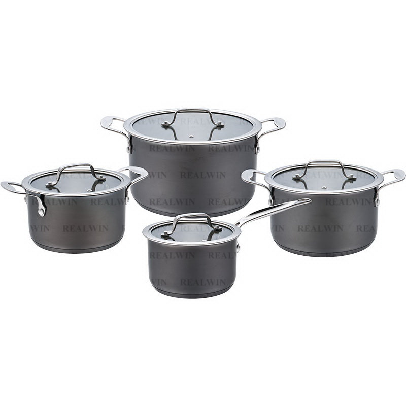 Stainless Steel Cookware Set with Glass Lids