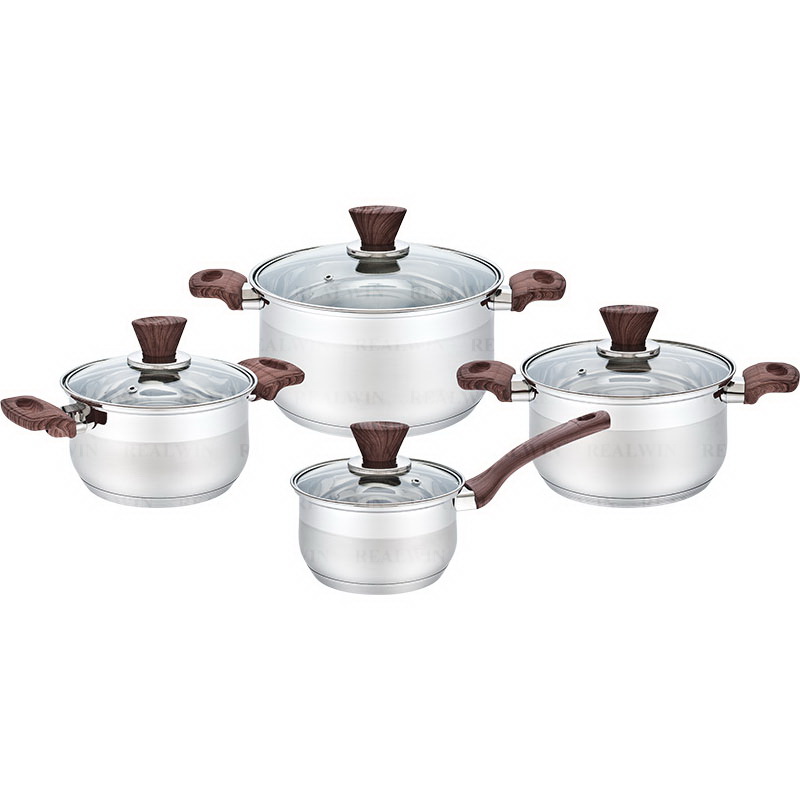 8-Piece Stainless Steel Cookware Set with Glass Lids