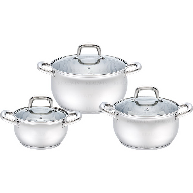 6-Piece Stainless Steel Cookware Set with Glass Lids