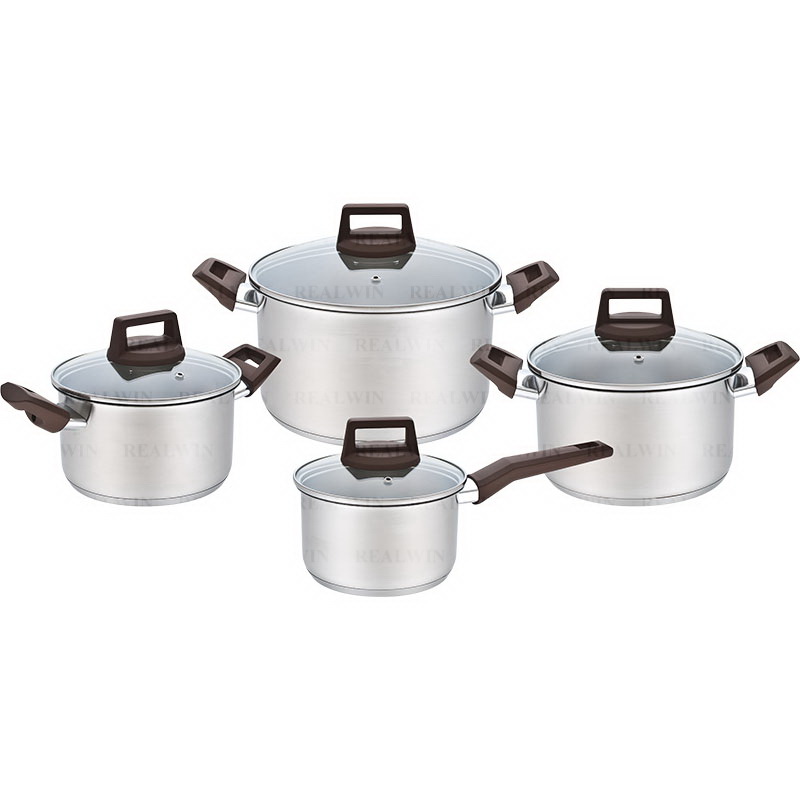 8-Piece Stainless Steel Cookware Set with Glass Lids
