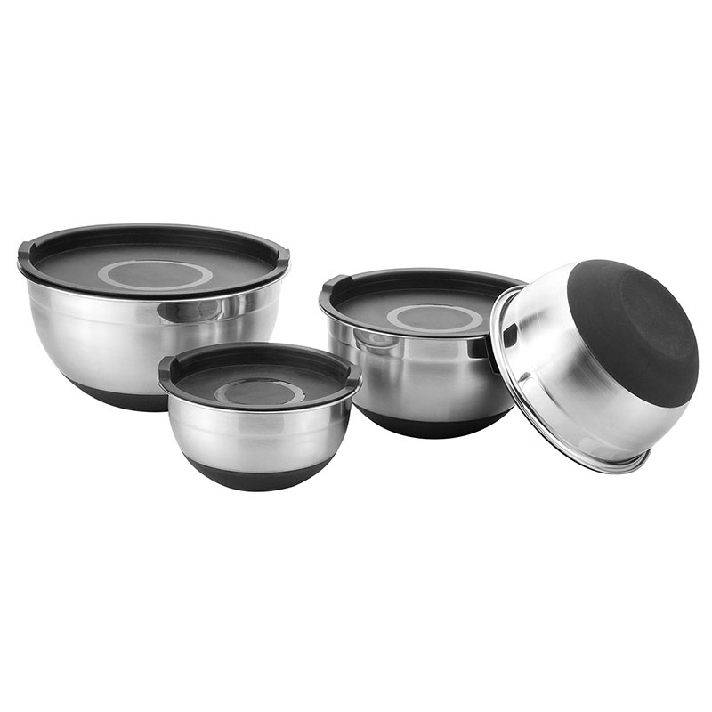 Stainless Steel Salad Bowl with Glass Lid