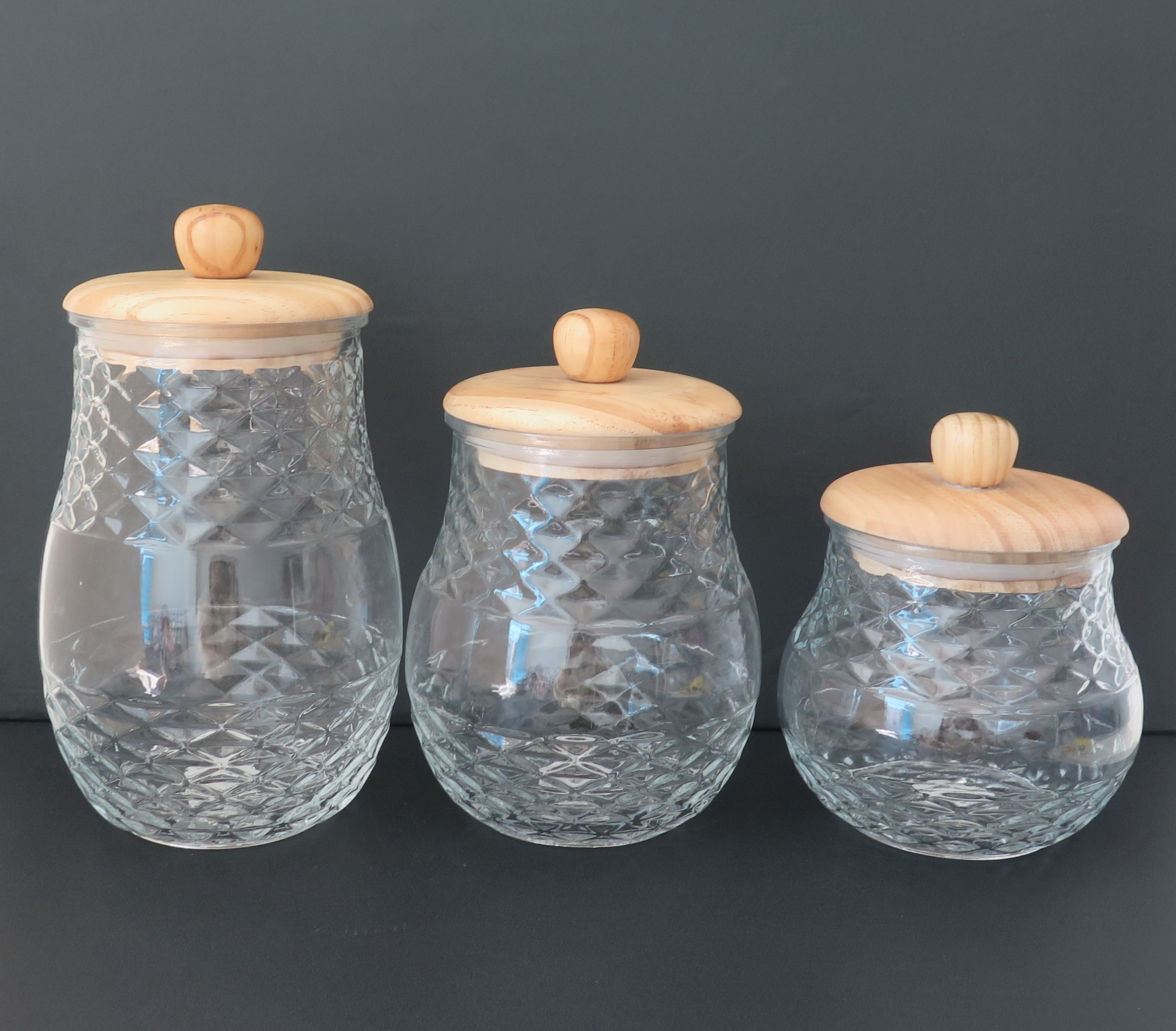 Round Glass Storage Candy Jars Set With Lids