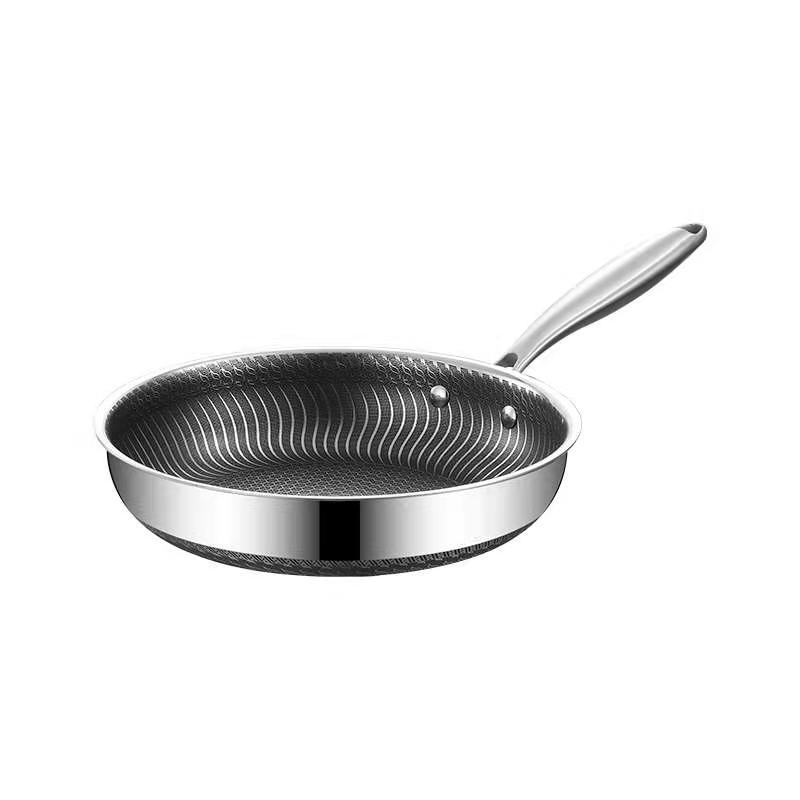 Stainless steel non-stick fry pan with titanium coating