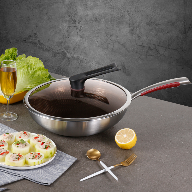 304 Tri-Ply Stainless Steel Honeycomb Non-Stick Frying Pan