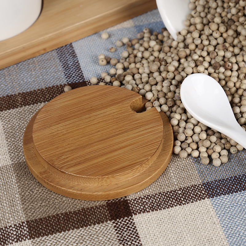 Ceramic Seasoning Pot with Bamboo Tray