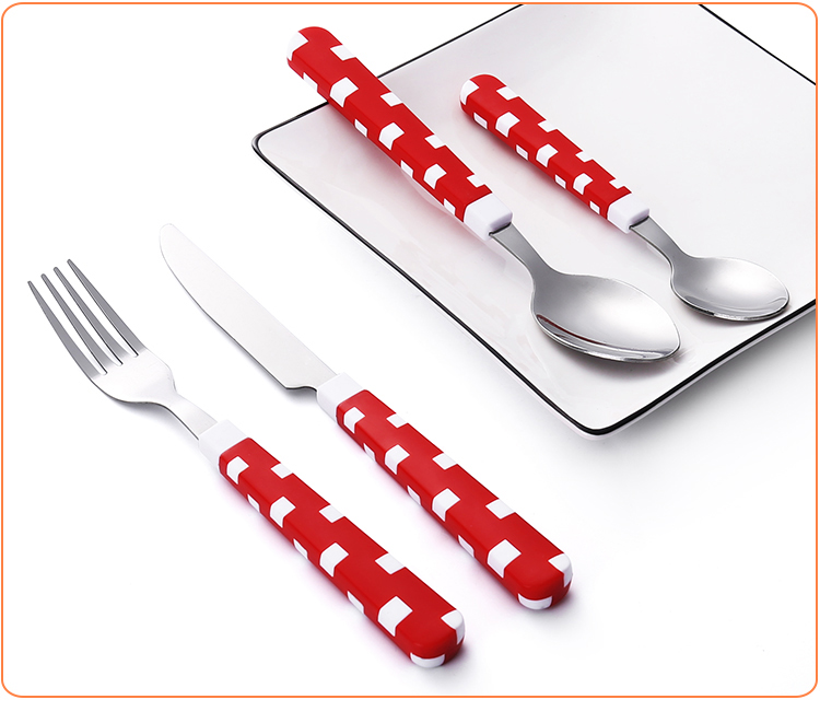 2-Piece Injected Plastic Handle Cutlery Set, Food Grade Stainless Steel Flatware