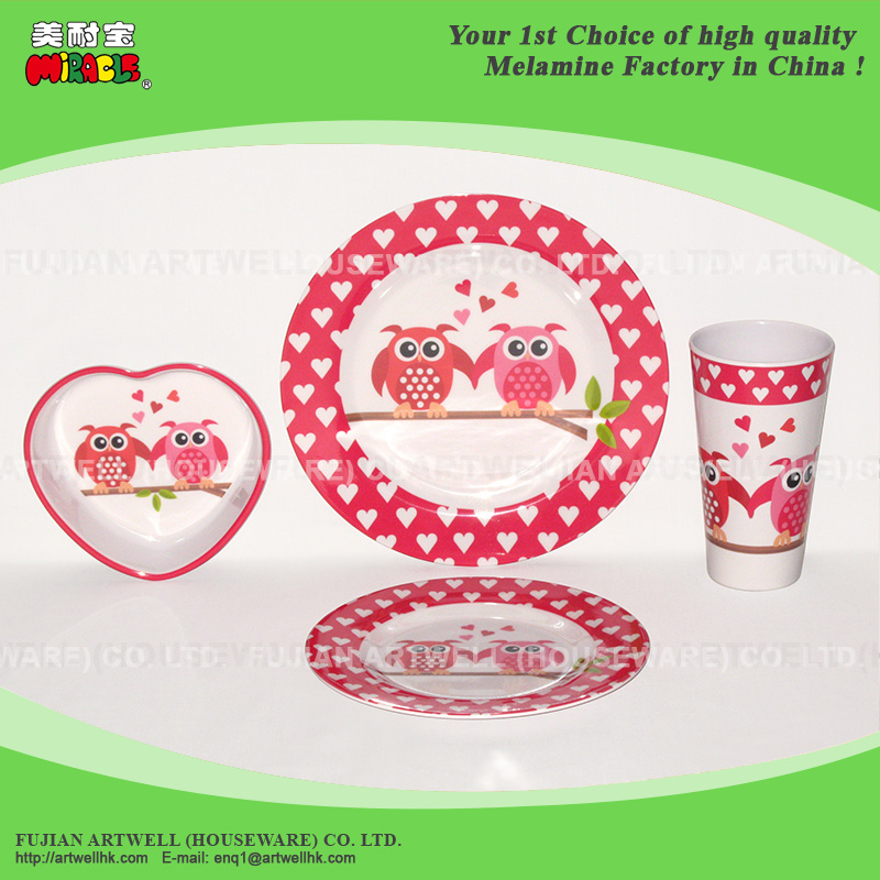 16-Piece Melamine Dinnerware Set with Plates, Bowls, Cups, Mugs, and Trays