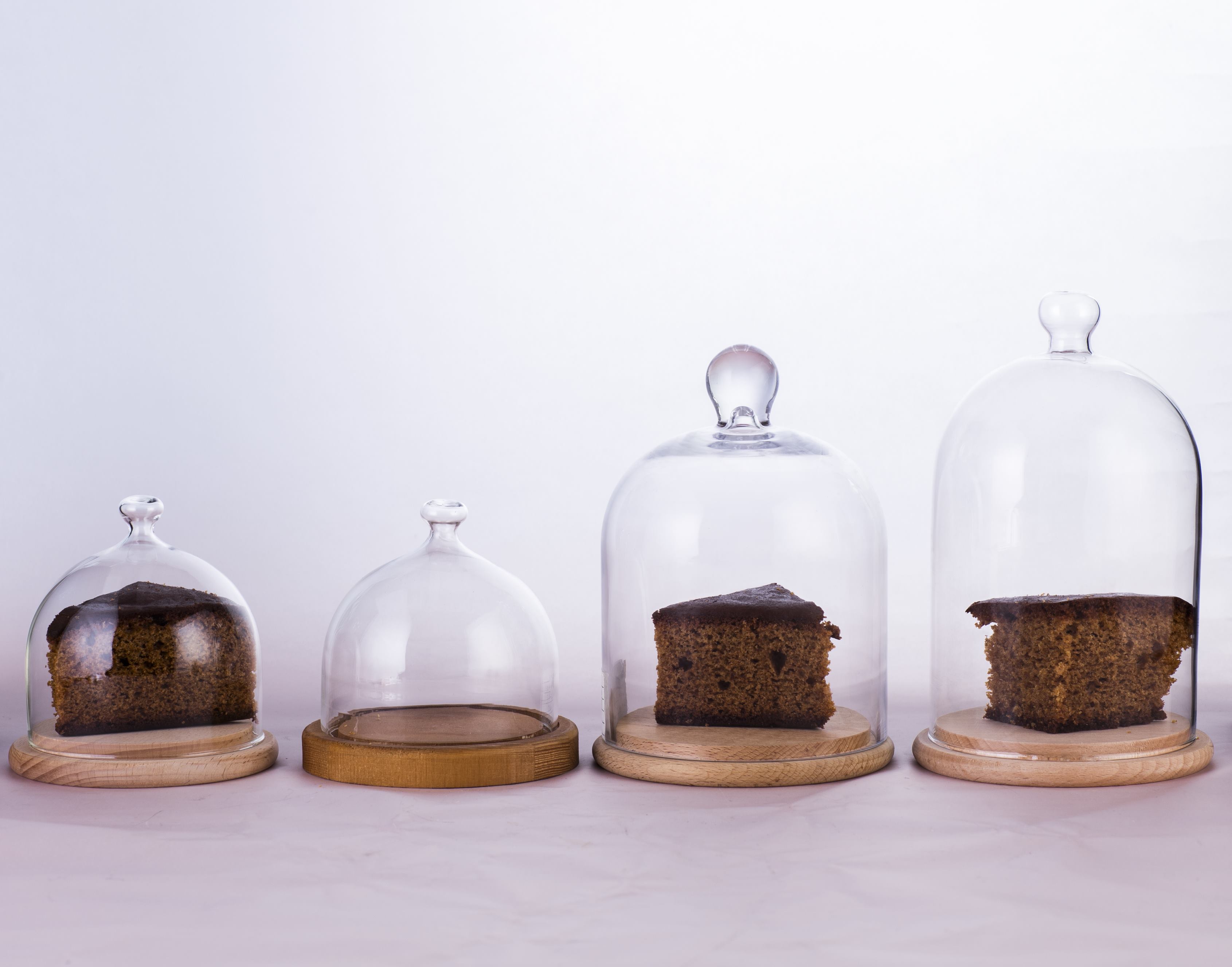 Glass dome with wooden base