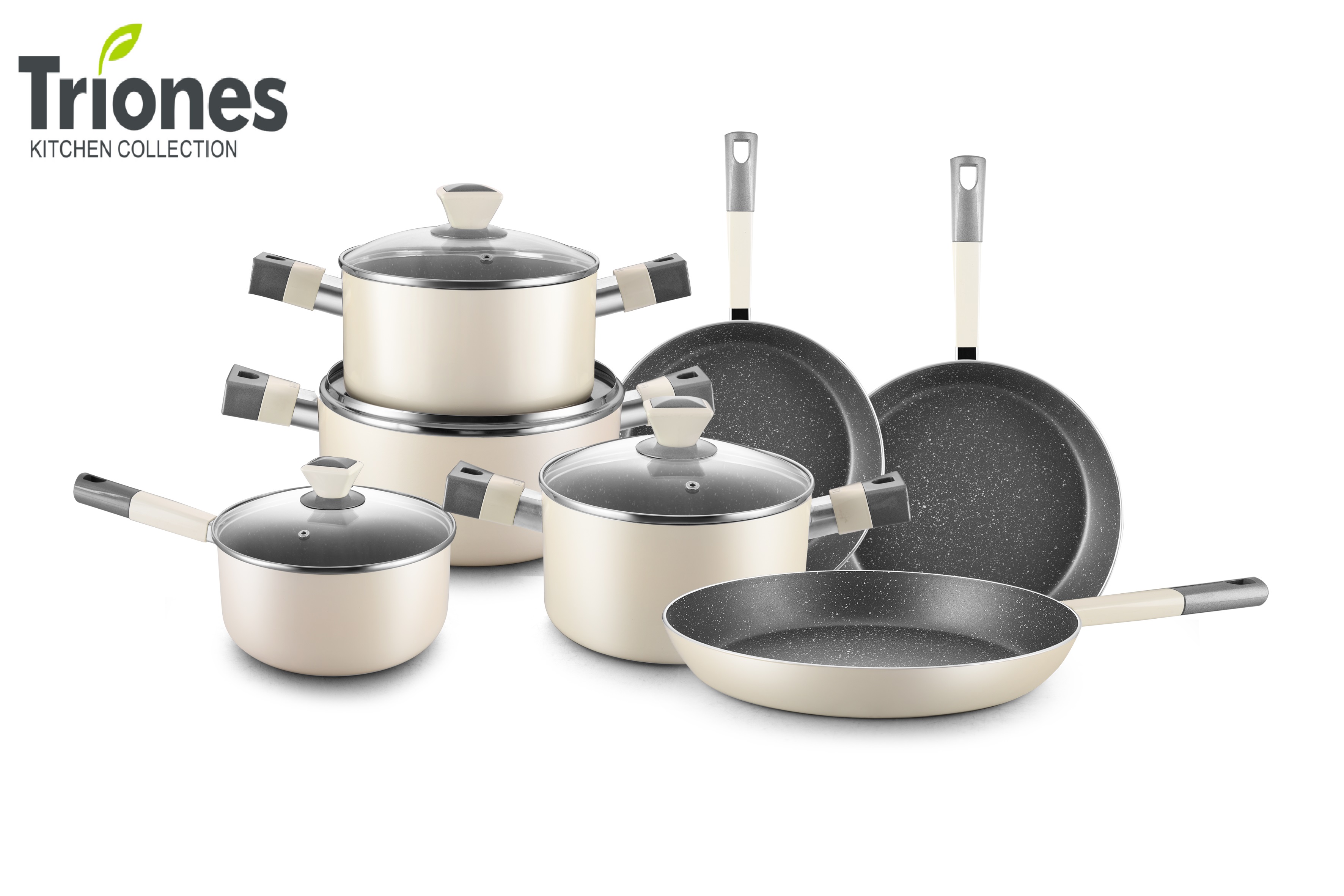 Soft touch handle aluminum cookware 11-piece set