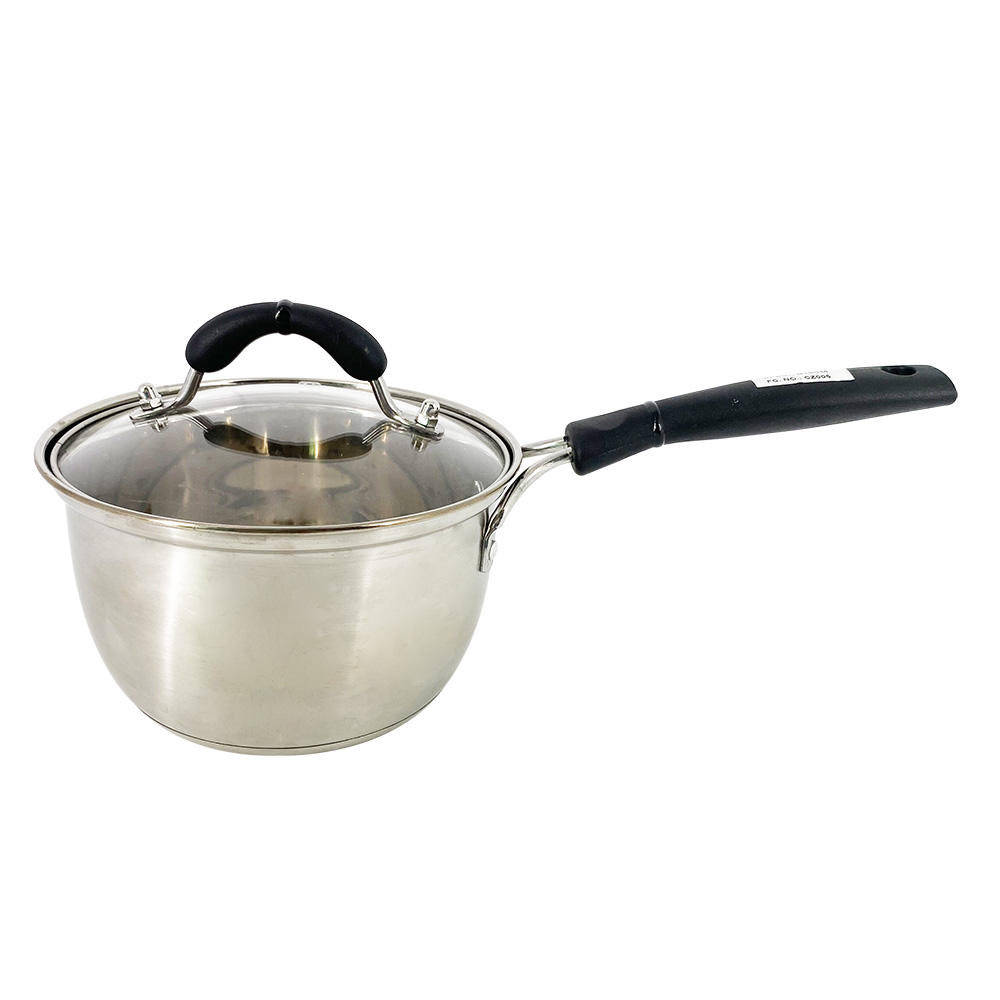 Stainless Steel Milk Pot with Single Handle and Sandwich Bottom