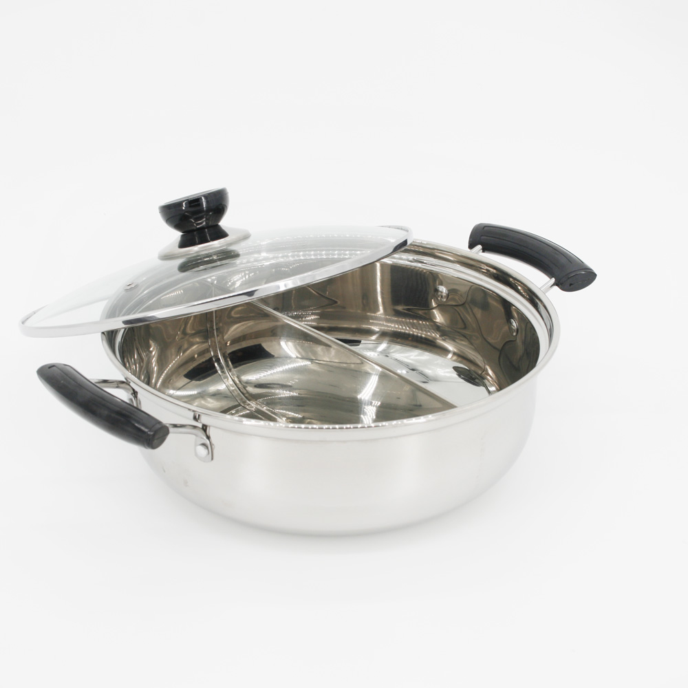 Stainless Steel Shallow Pot with Partition