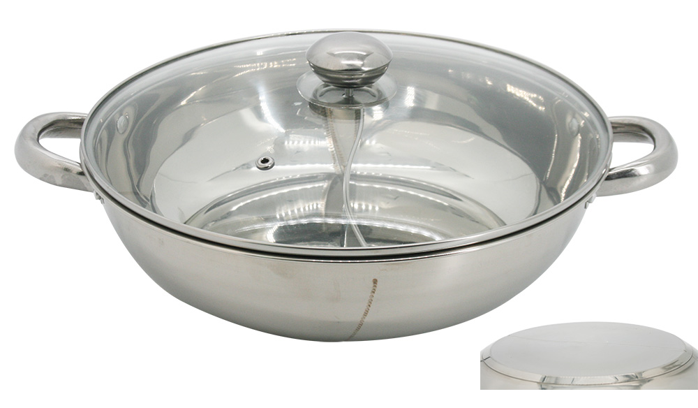 Stainless Steel Shallow Pot with Partition