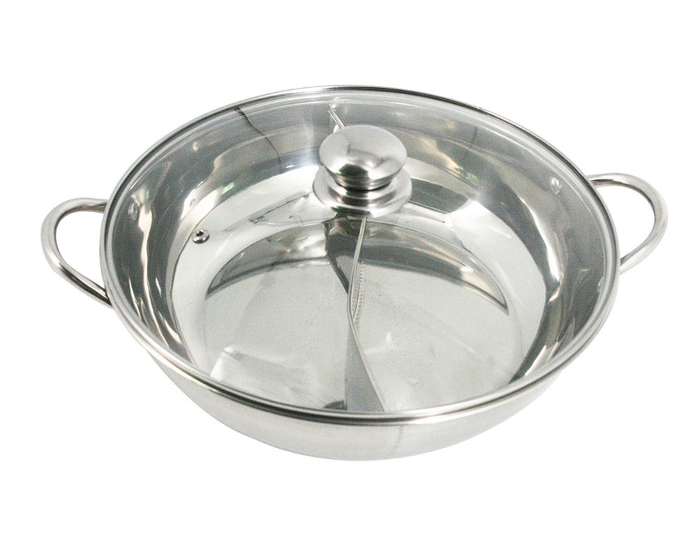 Stainless Steel Shallow Pot with Partition
