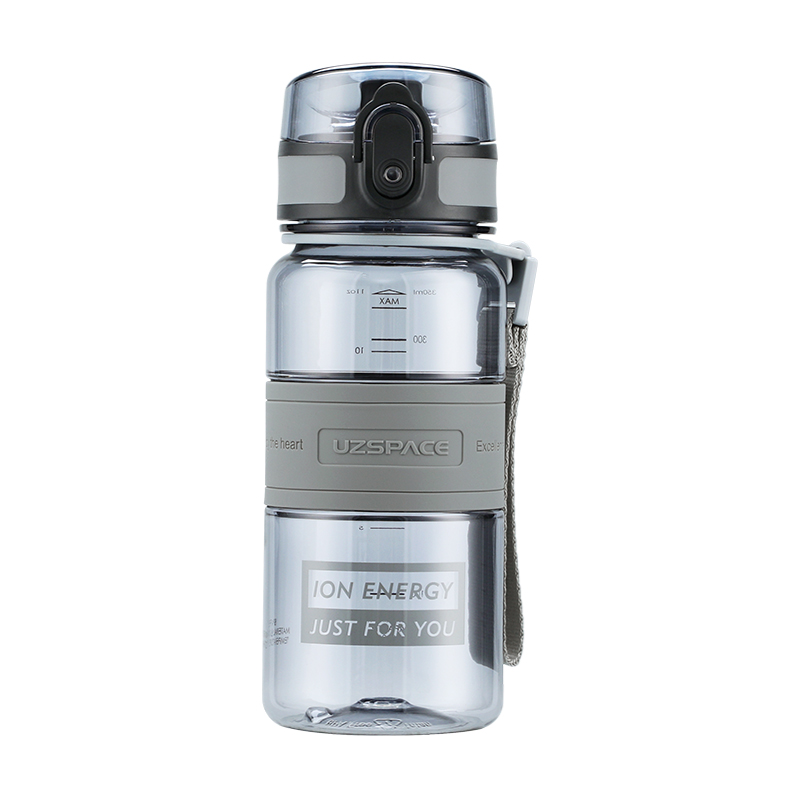 UZSPACE 350ml Tritan Plastic Water Bottle with Carry Strap and Flip Lid
