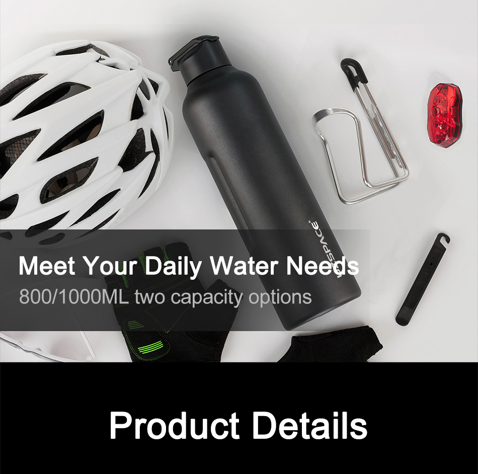 UZSPACE 830ml Stainless Steel Water Bottle with Straw for Sports and Outdoors