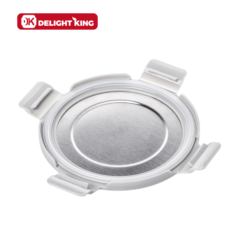 Round Stainless Steel and Glass Food Container with Lid