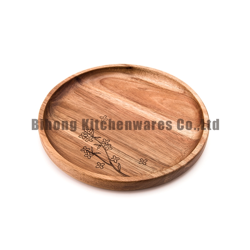Round Acacia Wood Serving Tray 20cm