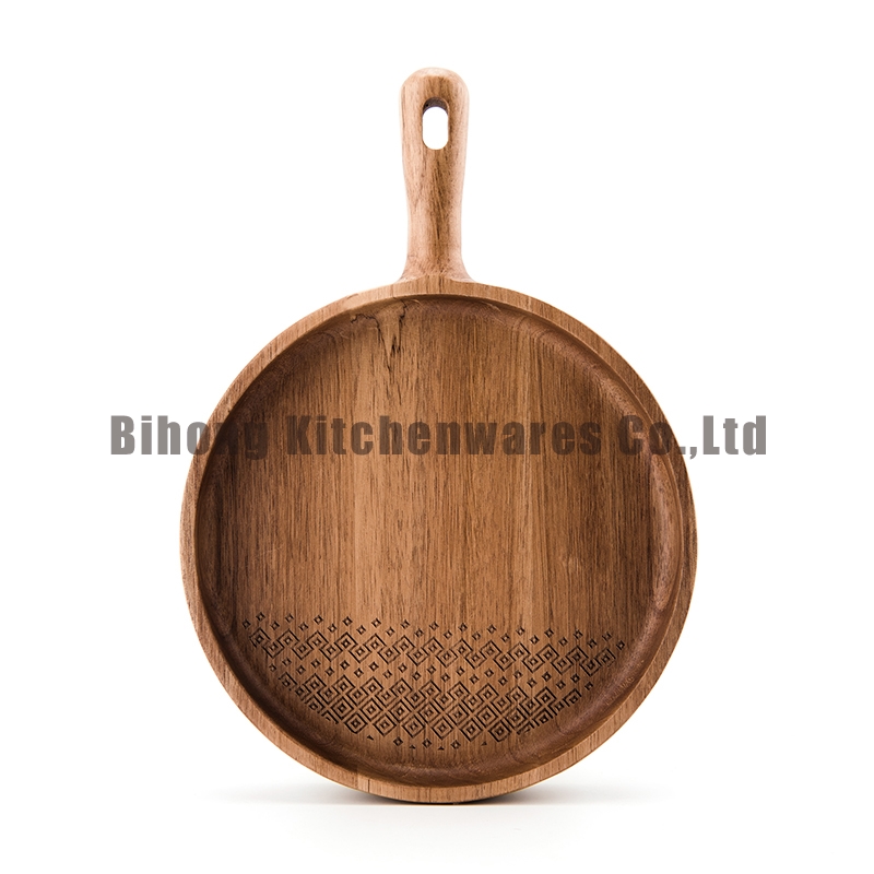 Round Wooden Tray with Handle 20cm