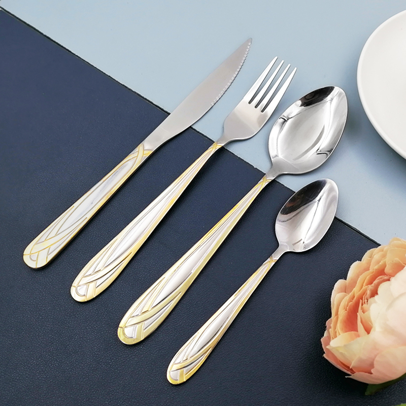 4-piece gold-plated stainless steel spoon and fork set