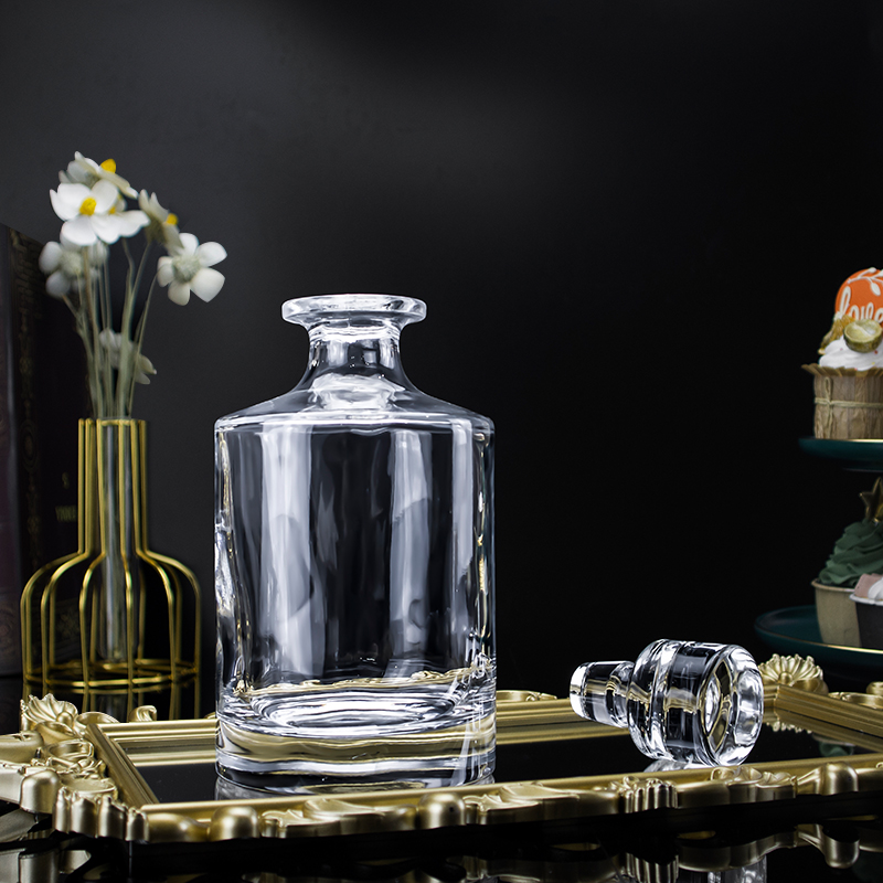 Crystal Glass Cylinder Whiskey Decanter