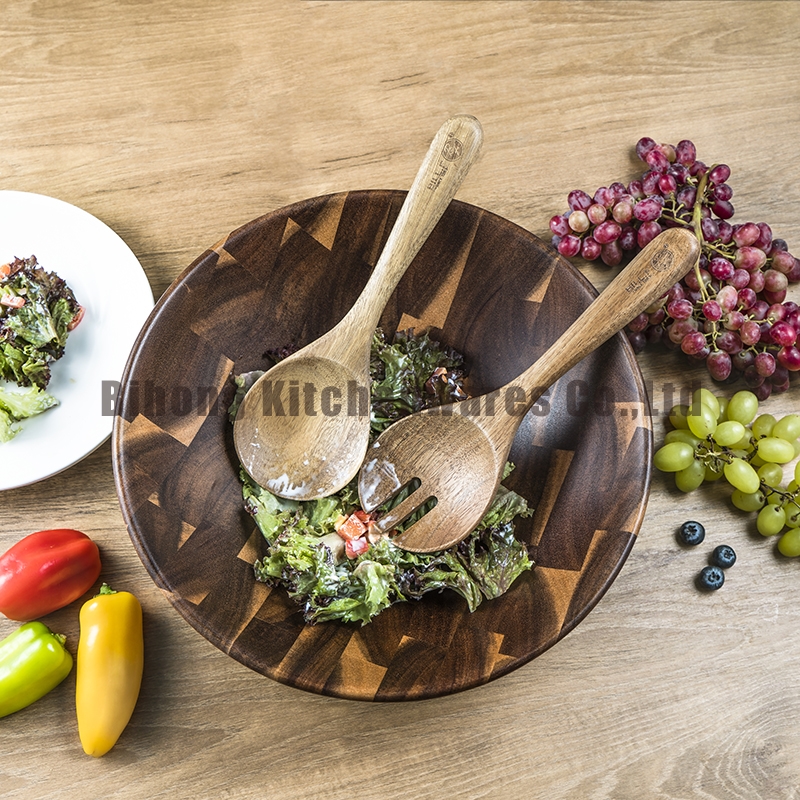 Acacia Wood Salad Bowl Set - Set of 3
