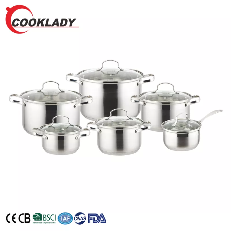 Germany Stainless Steel Frying Pan and Cooking Pot Cookware Set