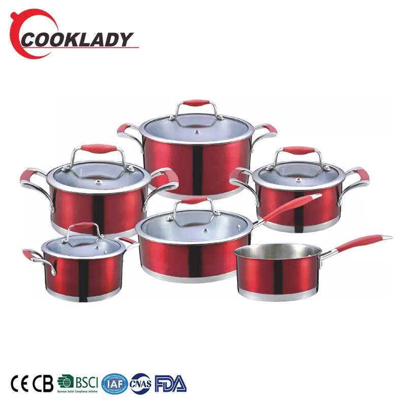 South America Stainless Steel Cookware Set with Silicone Handle