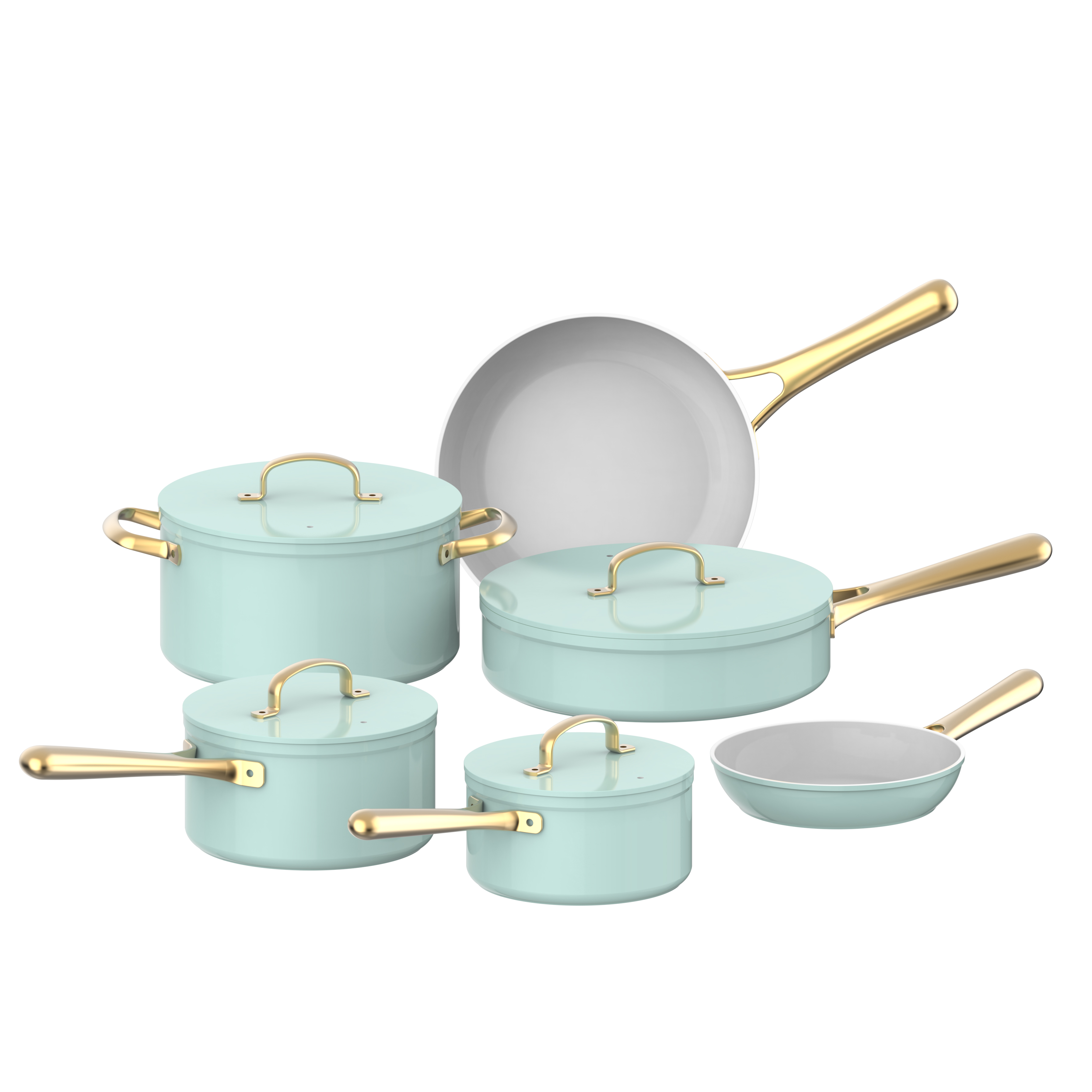 Aluminum Cookware Set with Marble Coating