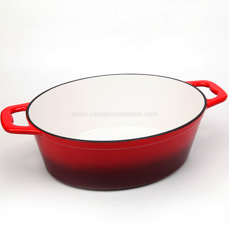 Oval Enamel Cast Iron Casserole Roaster Pot
