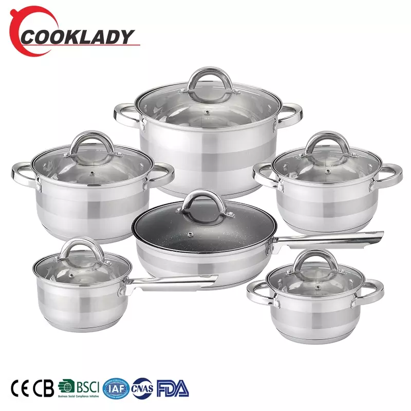 12-Piece Stainless Steel Casserole Cookware Set with Glass Lids