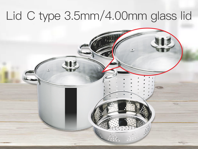 Stainless Steel Deep Pot Set with Glass Lid