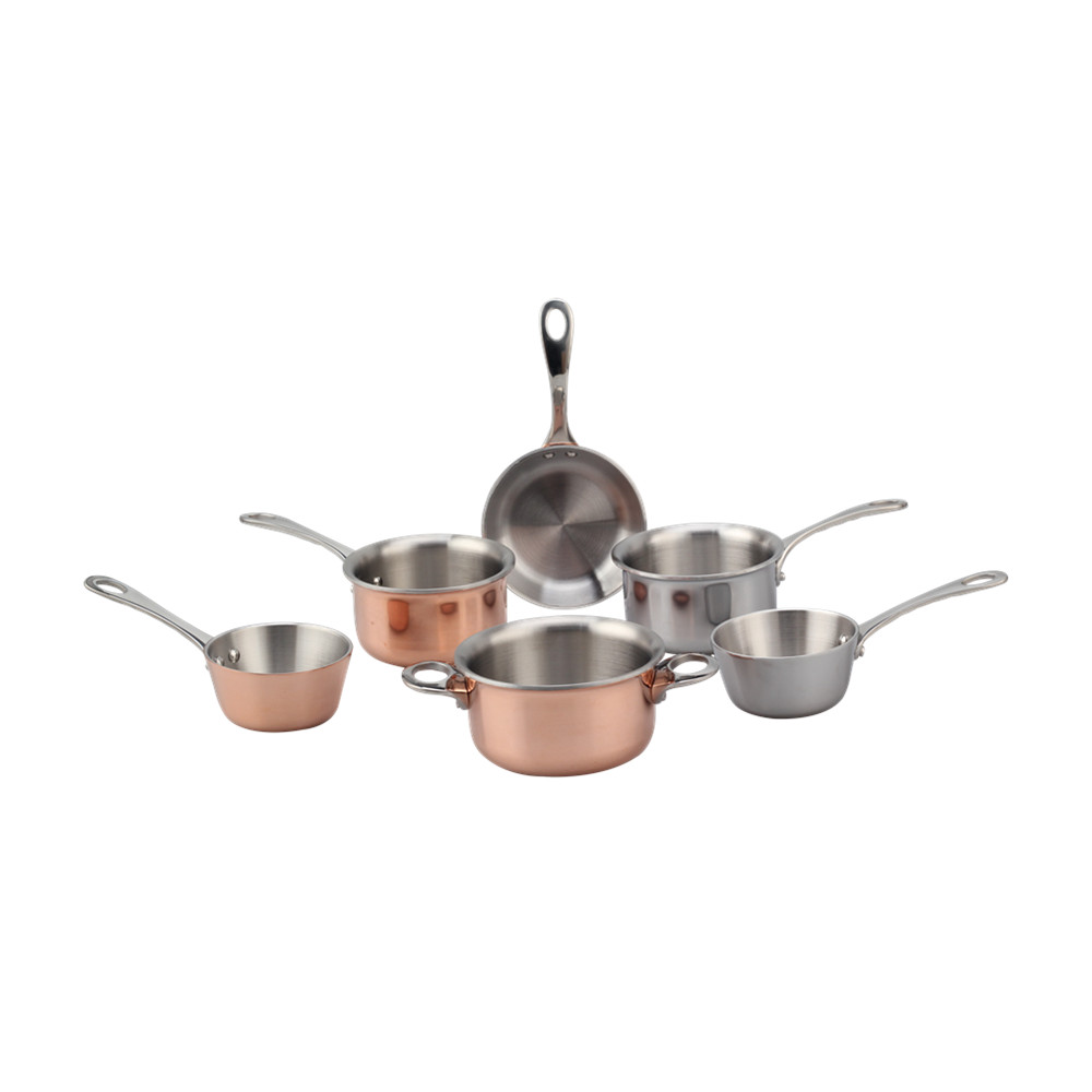 Tri-ply Clad Stainless Steel Mini Cookware Pot and Pan Set