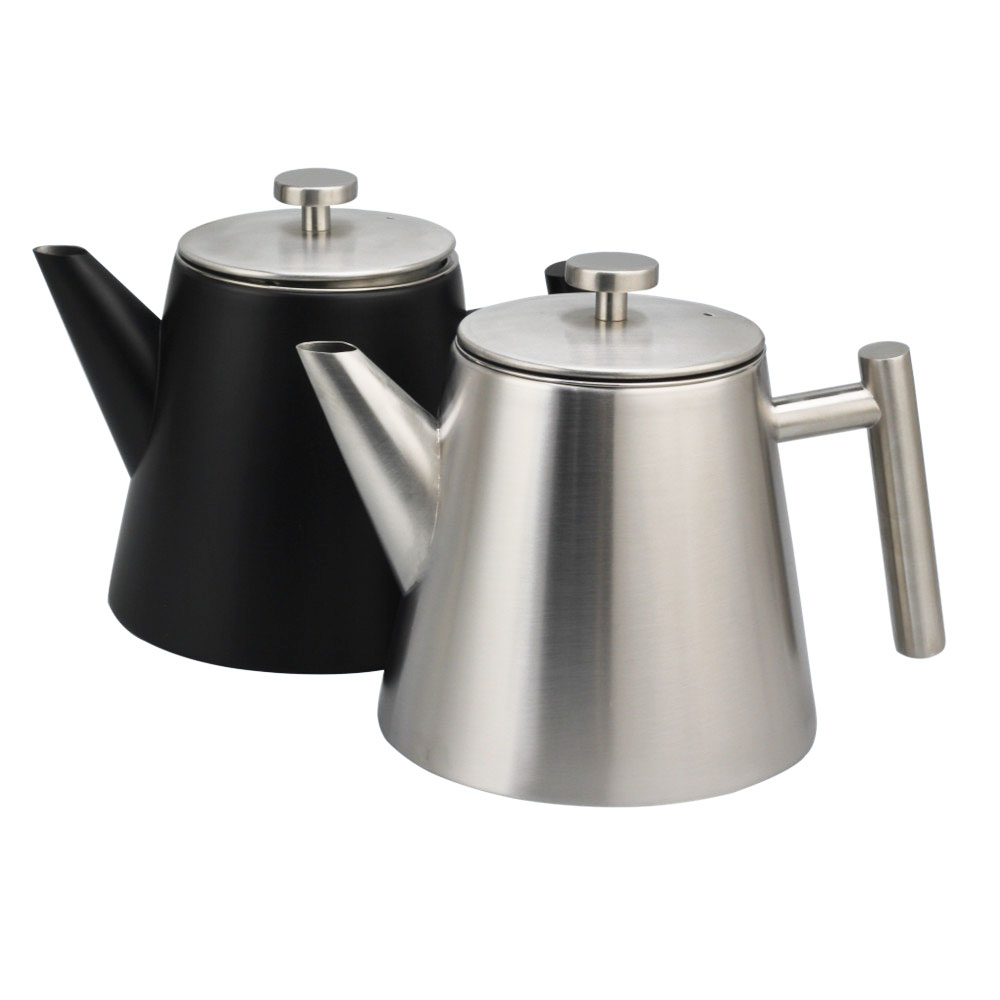 Stainless Steel Double-Walled Teapot with Strainer
