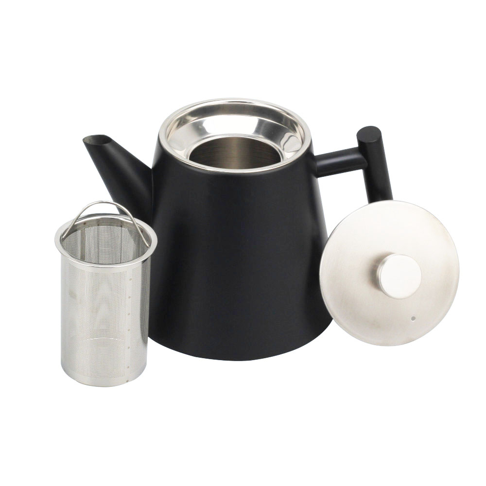 Stainless Steel Double-Walled Teapot with Strainer