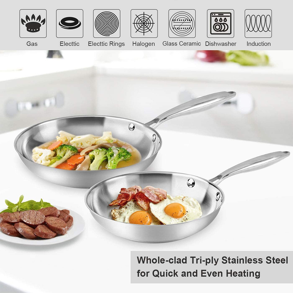 Stainless Steel Cookware Frying Pan Set
