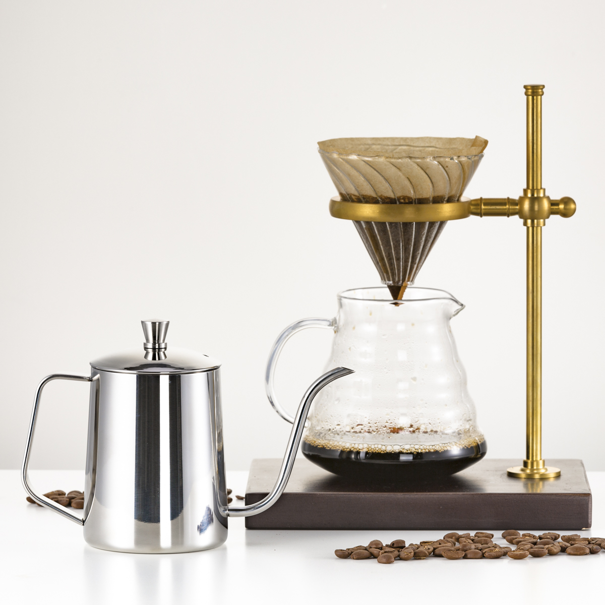 600ML Stainless Steel Gooseneck Drip Coffee Pot with Ergonomic Handle