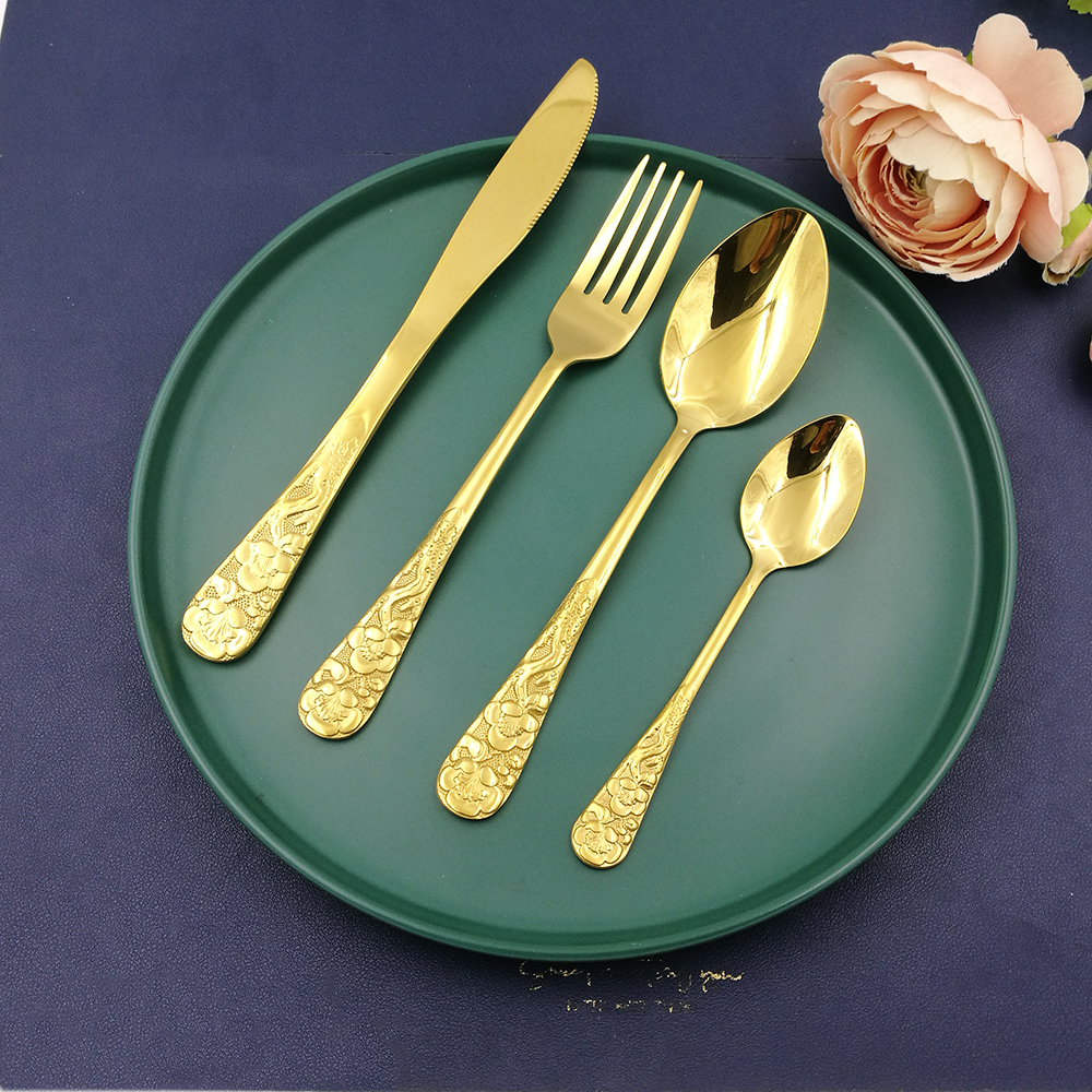 4-Piece Gold Stainless Steel Cutlery Set for Middle East Market