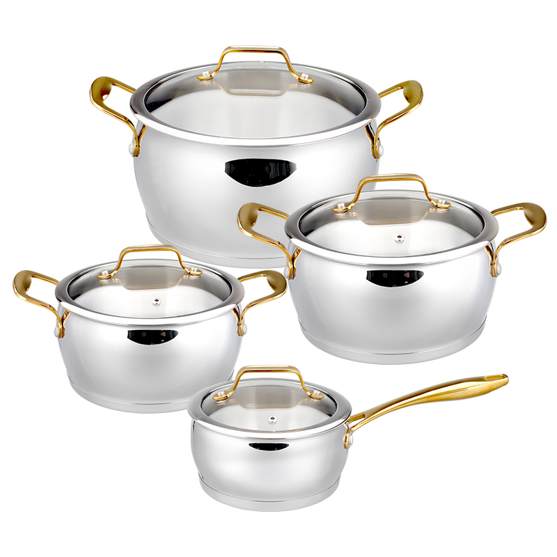 8-Piece Stainless Steel Cookware Set with Glass Lids